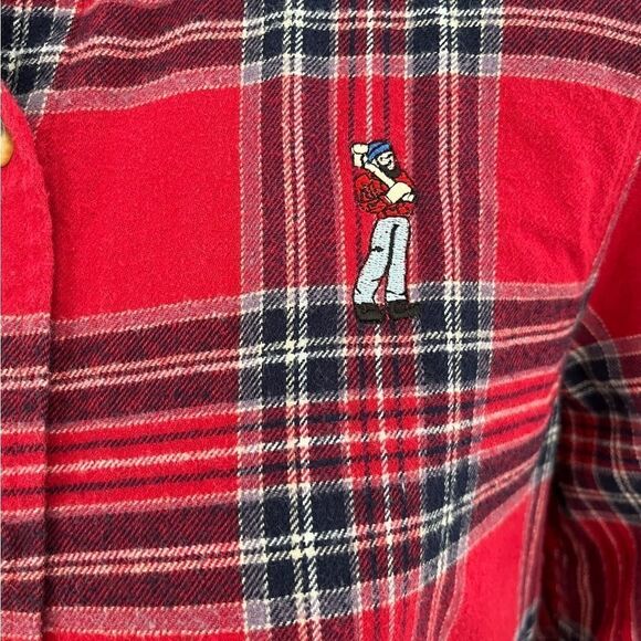 Backpacker red plaid cotton flannel button front shirt size M - Picture 2 of 6